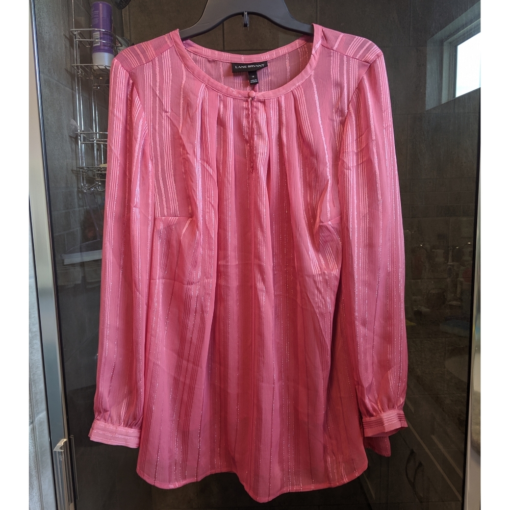 NWT Lane Bryant Rose Keyhole Shimmer Top - Picture 4 of 9